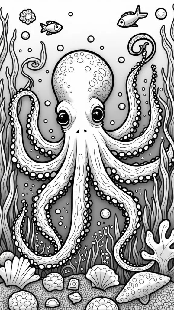 octopus coloring page for adults